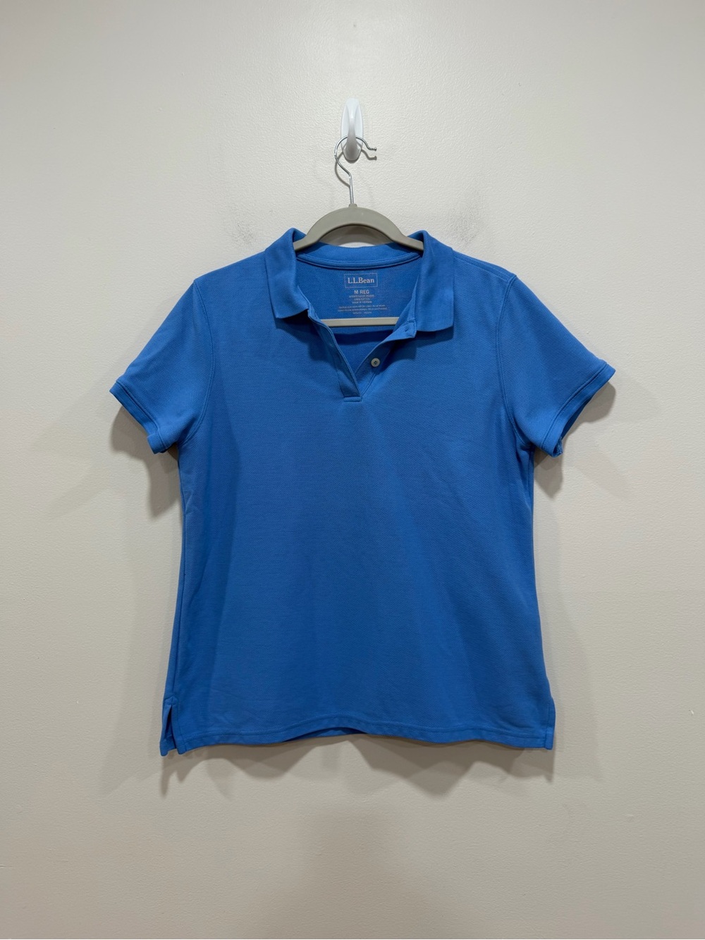 L.L.Bean Women’s Blue Polo Shirt Short Sleeve 100% Cotton Classic Fit Medium - Picture 2 of 5